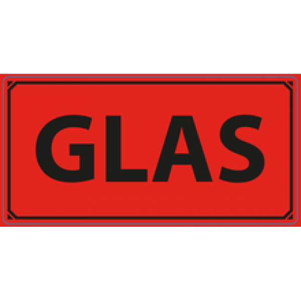 Transportetiketter varning Glas
