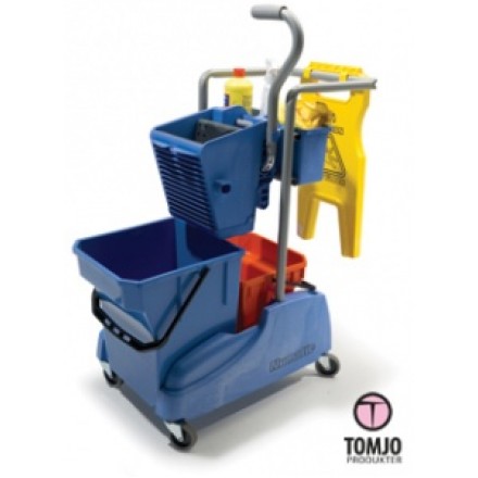 Svabbvagn Twinmop med sopbehållare Svabbvagn Twinmop med sopbehållare
