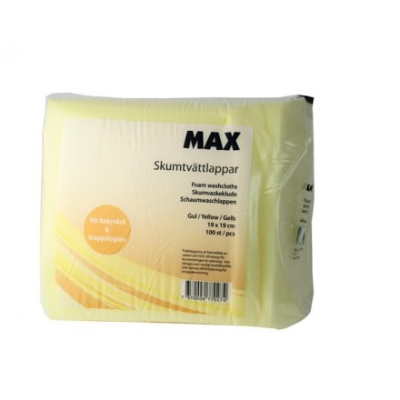 MAX Tvättlappar Gul 100st/frp 20x19cm